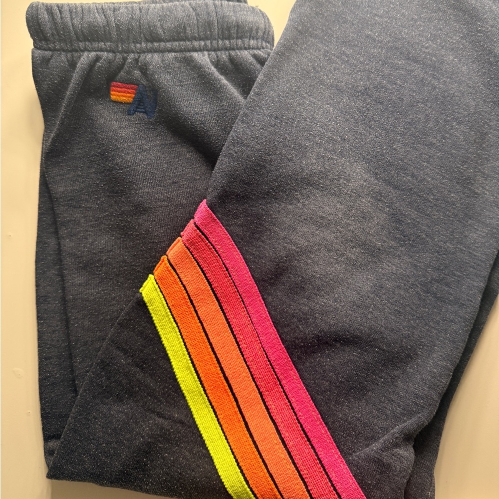 Aviator Nation Charcoal Sweats with Neon Stripes